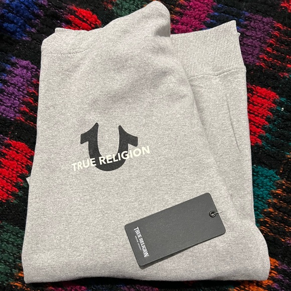 🙏🏾 True Religion 🫡 Heather Grey 🩶 “Slant & Repeat” Hoodie 😎 - Picture 4 of 6